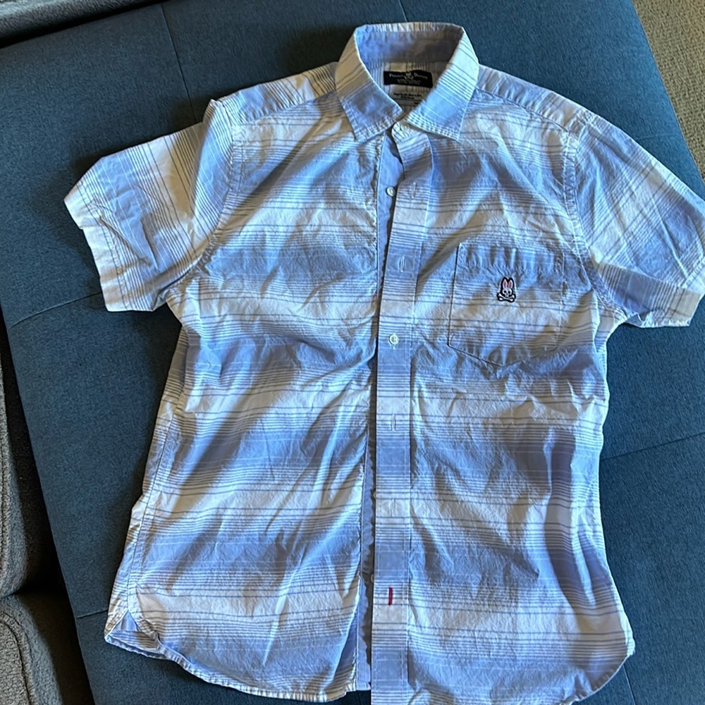 Psycho Bunny  men’s button down short sleeve shirt